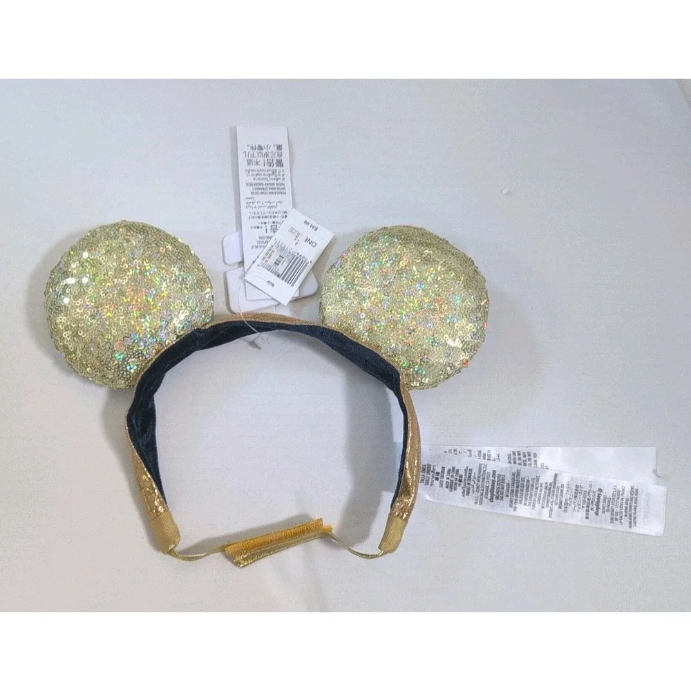 Disney Parks Mickey Mouse Gold & Blue 50th Anniversary Ears Wrap Around Headband
